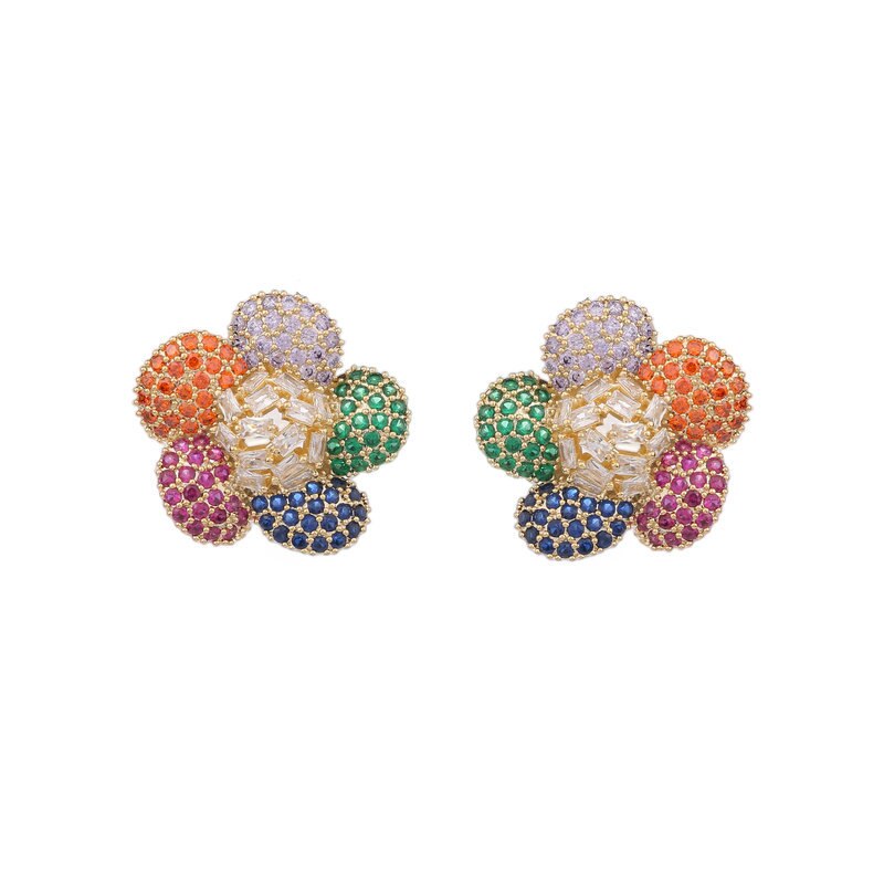 America selling Jewelry  Color Zircon sweet Daisy Flower Earrings Elegant Women's Holiday Party Accessories