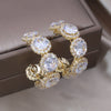 America Design Jewelry 14K Gold Plated  Zircon C-shaped Round Earring Modern Women's Wedding Party Accessories