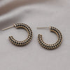 America Jewelry 14K Gold Plating  Black Zircon C-shaped Earrings Elegant Women's Daily Simple Accessories