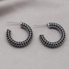 America Jewelry 14K Gold Plating  Black Zircon C-shaped Earrings Elegant Women's Daily Simple Accessories