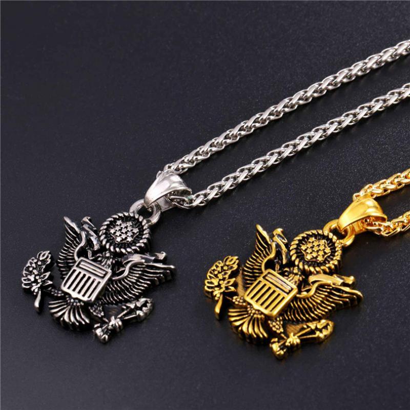 American National Emblem Independence Day Souvenir Pendant Necklace Men's Necklace Retro Metal Pendant Accessories Party Jewelry