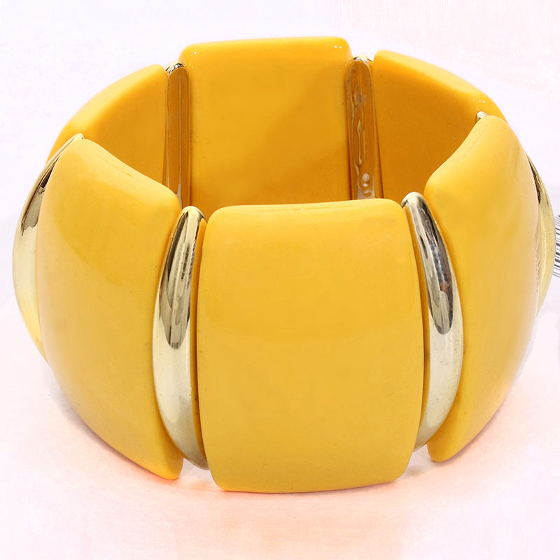 American Style Yellow Wide Strench Bangles for Women Summer Style Fine Jewelry brazaletes anchos CM-E1525
