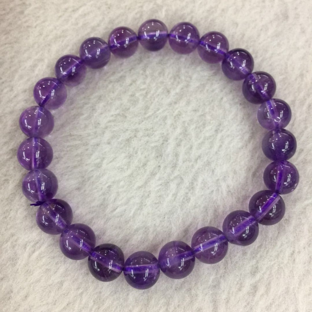Amethyst Bracelet Stone Beads Natural Amethyst Crystal Bracelet Women 6-10mm Round Charms Bracelets For Women Beau Collier