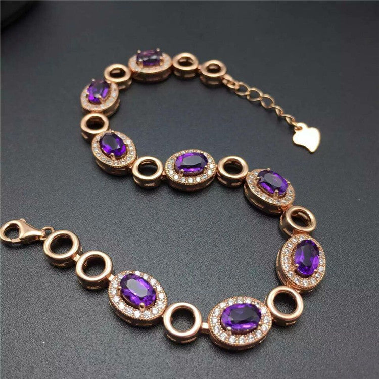 Amethyst Bracelet natural rose gold sales of micro business on behalf of a   S925 silver