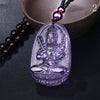Amethyst Necklace Natural Stone Pendant Buddha Guardian Ball Chain Lucky Gift Crystal Carved Women Jewelry Men Crystal charm new