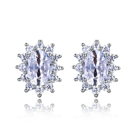 Amethyst Stud Earrings For Women Silver 925 Jewelry Snowflake Earring Hot Sale Wedding Engagement Party Gift 8 Colors 6x8MM