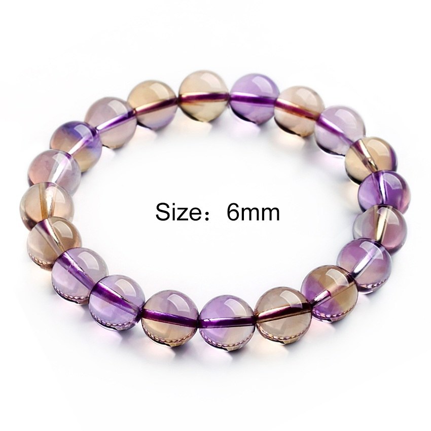 Ametrine Round Beads Bracelet Femme 6-12mm Yellow Crystal Bracelet Women Amethyst Jewelry Bracelets For Girls