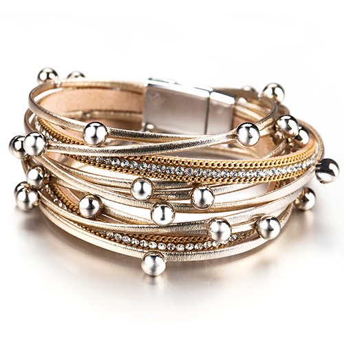 Alloy Rhinestone Leather Bangles for Women Jewelry Decoration Bracelet Gift Clothes Accessories Bangles&Bracelet