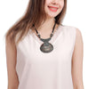 Amorcome Classic Women's Short Collar Necklaces Vintage Big Round Shell Pendants Choker Necklace with Black Leather Rope Jewelry