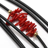 Amorcome Lightweight Black Rubber Chain Necklace Handmade Red Crystal Beads Multi Layer Leather Choker Necklace for Women Girls