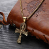 Ancient Egyptian Cross Pendant Chain Ankh With Scarab Charm Men Cross Pendant Necklace the Key of Life Male Jewelry