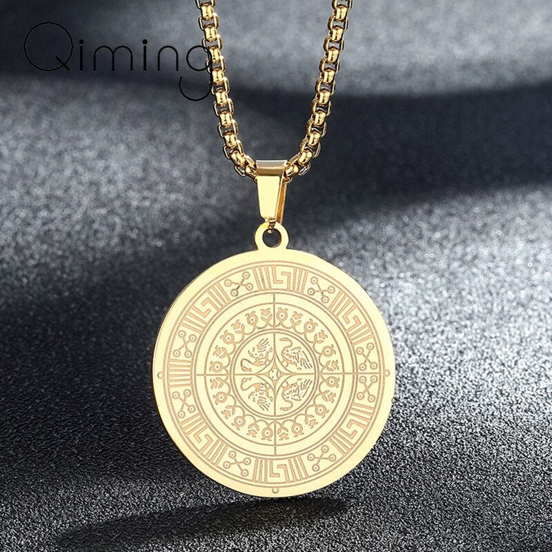 Ancient Greek Medallion Symbol Necklace For Women Ladies Greek Key Pomegranates Swans Amulet Necklaces Pendants