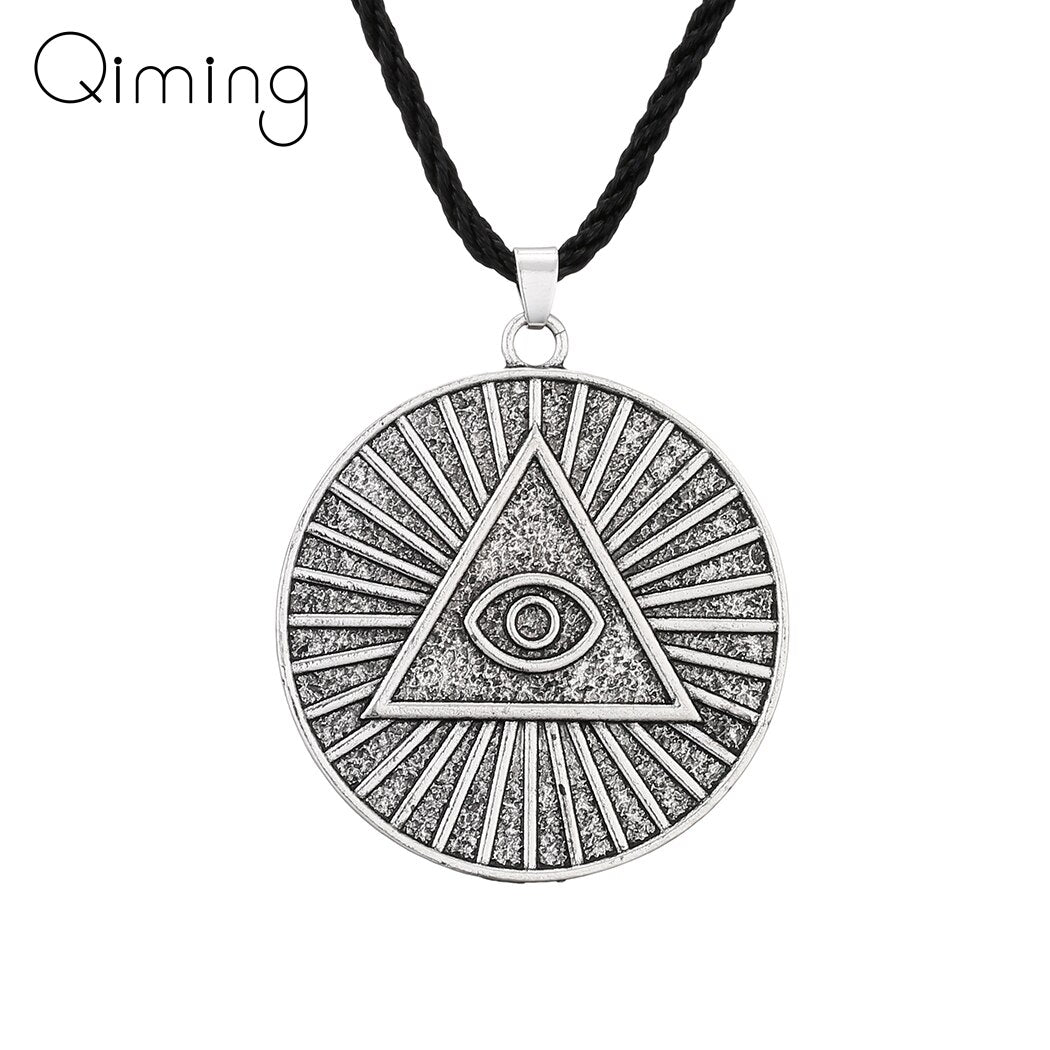 Ancient Masonic Pendant Necklace For Men Pyramid Masonic Evil Eye Necklace Freemasonry Pendant Templar Symbol Jewelry