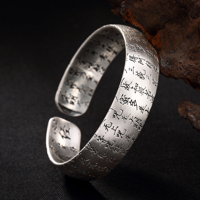 Ancient Silver Matte, Old Lotus Heart Chain Bracelet, Female Opening, All Around, Sterling Silver Bracelet Wholesale.