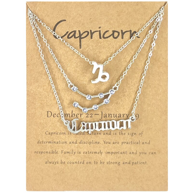 Andshiny 3Pcs/Set  Unisex Zodiac Sign Pendant Constellation Charm Gold Necklace Leo Virgo Libra Scorpio Necklace Jewelry Gifts