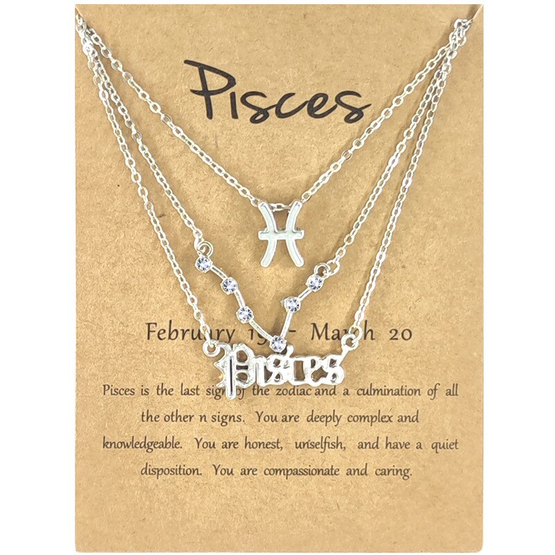 Andshiny 3Pcs/Set  Unisex Zodiac Sign Pendant Constellation Charm Gold Necklace Leo Virgo Libra Scorpio Necklace Jewelry Gifts