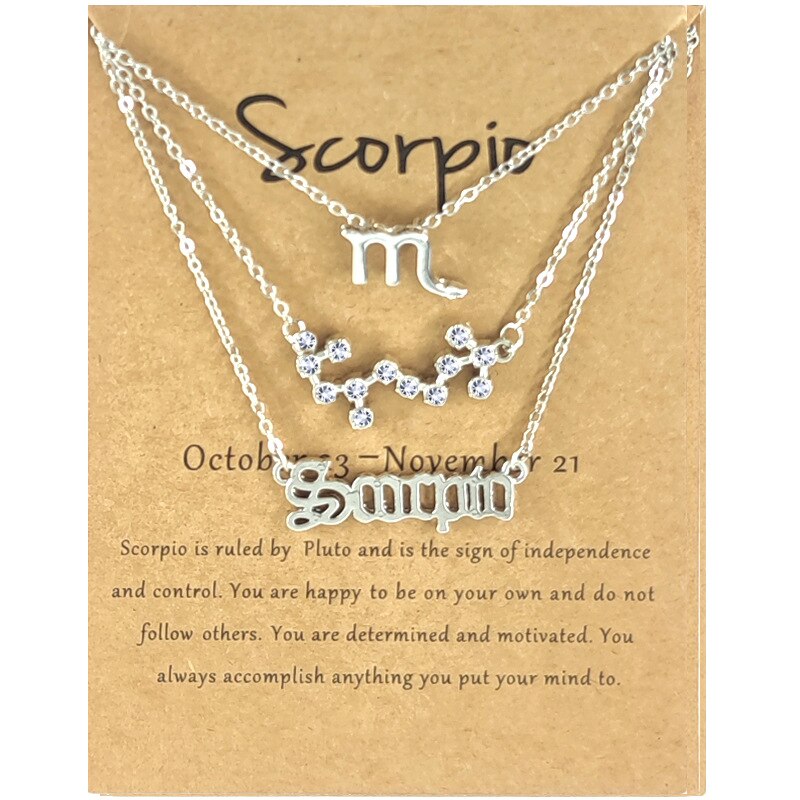 Andshiny 3Pcs/Set  Unisex Zodiac Sign Pendant Constellation Charm Gold Necklace Leo Virgo Libra Scorpio Necklace Jewelry Gifts