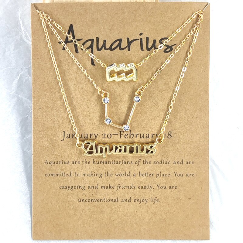 Andshiny 3Pcs/Set  Unisex Zodiac Sign Pendant Constellation Charm Gold Necklace Leo Virgo Libra Scorpio Necklace Jewelry Gifts