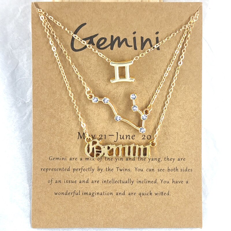 Andshiny 3Pcs/Set  Unisex Zodiac Sign Pendant Constellation Charm Gold Necklace Leo Virgo Libra Scorpio Necklace Jewelry Gifts