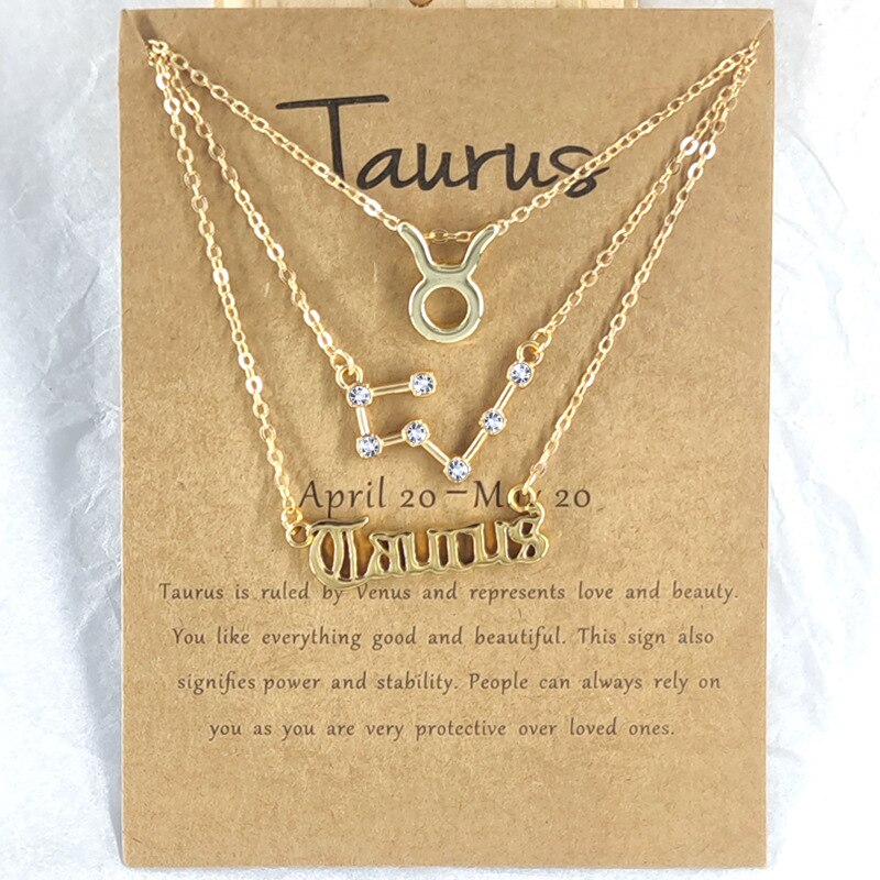 Andshiny 3Pcs/Set  Unisex Zodiac Sign Pendant Constellation Charm Gold Necklace Leo Virgo Libra Scorpio Necklace Jewelry Gifts