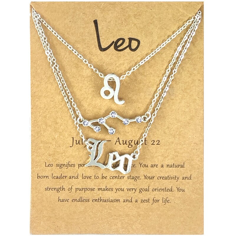 Andshiny 3Pcs/Set  Unisex Zodiac Sign Pendant Constellation Charm Gold Necklace Leo Virgo Libra Scorpio Necklace Jewelry Gifts