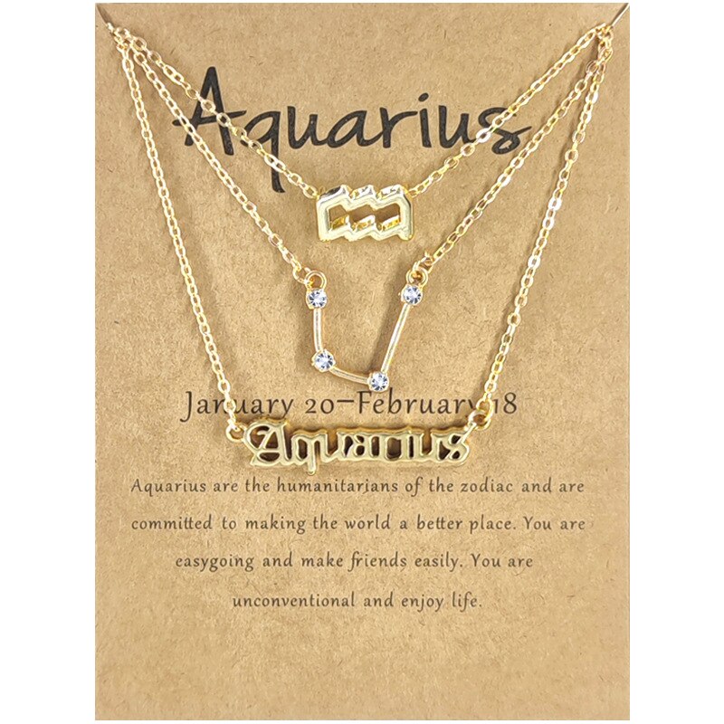 Andshiny 3Pcs/Set  Unisex Zodiac Sign Pendant Constellation Charm Gold Necklace Leo Virgo Libra Scorpio Necklace Jewelry Gifts