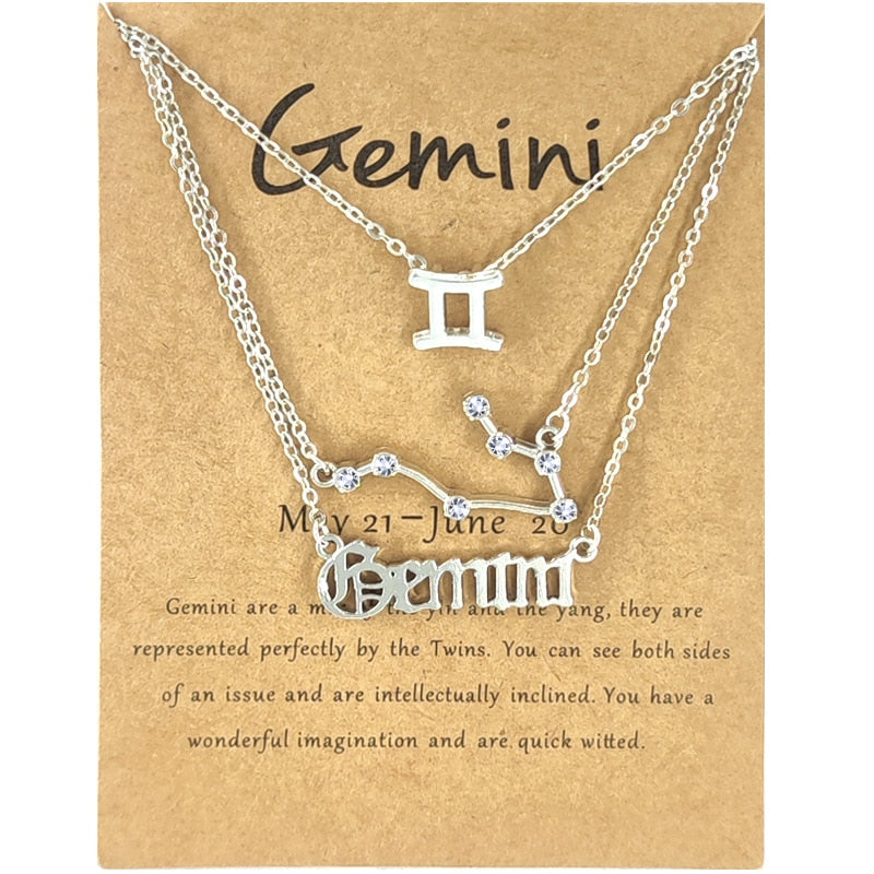 Andshiny 3Pcs/Set  Unisex Zodiac Sign Pendant Constellation Charm Gold Necklace Leo Virgo Libra Scorpio Necklace Jewelry Gifts