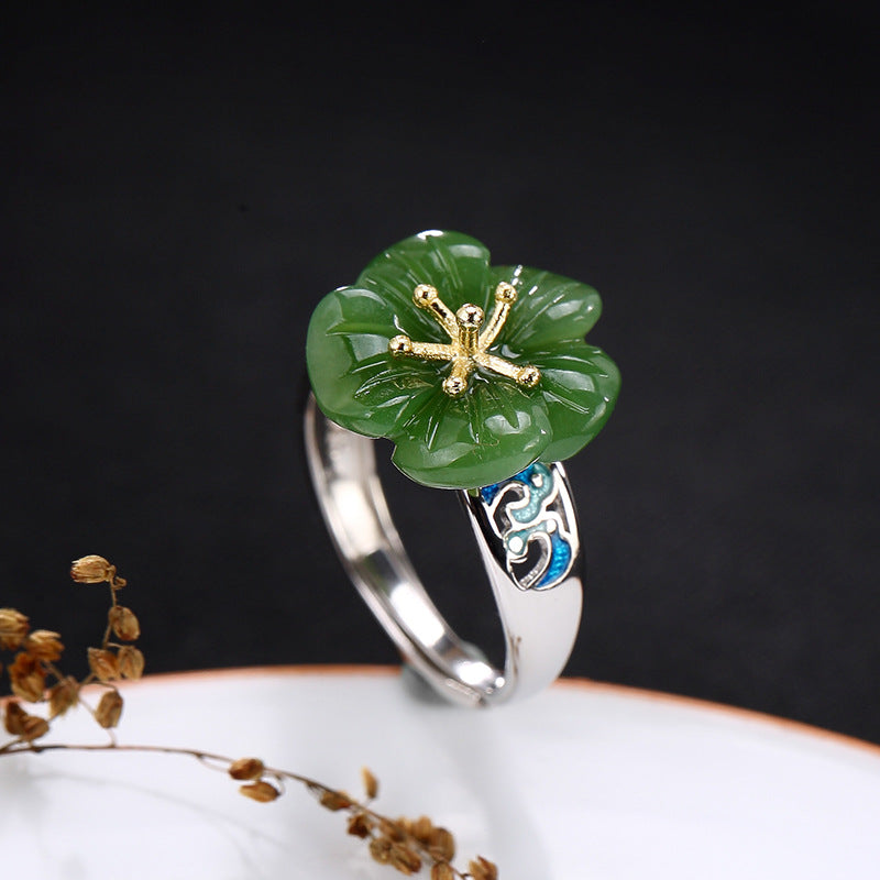 Anel Feminino Sale 2020 New S925 Pure Restoring Ancient Ways Ms Hetian Plum Inl Cloisonne Wholesale High-grade Opening Ring