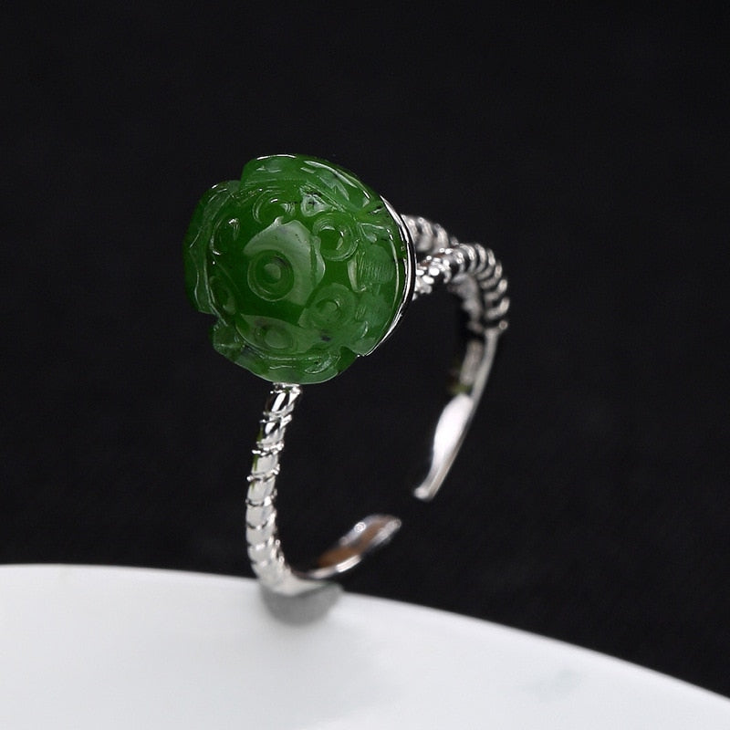 Anel Feminino Top Fashion 2020 New S925 Pure Inl Hetian Lotus Restoring Ancient Ways Ring Opening Wholesale High-grade Joker