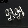 Vintage Fashion 925 Sterling Silver Double Rows Gem Zircon anel Punk Opening Thai Silver Rings For Women S-R71
