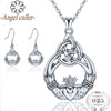 925 Silver Jewelry Sets Claddagh Design Necklace Earrings Sterling Sliver Celtics Knot Pendants&Eardrop for Women