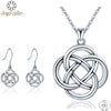 Genuine 925 Sterling Silver Jewelry Sets Lucky Celtics Knot Pendant Necklace Dangle Earrings for Women Fine Jewelry