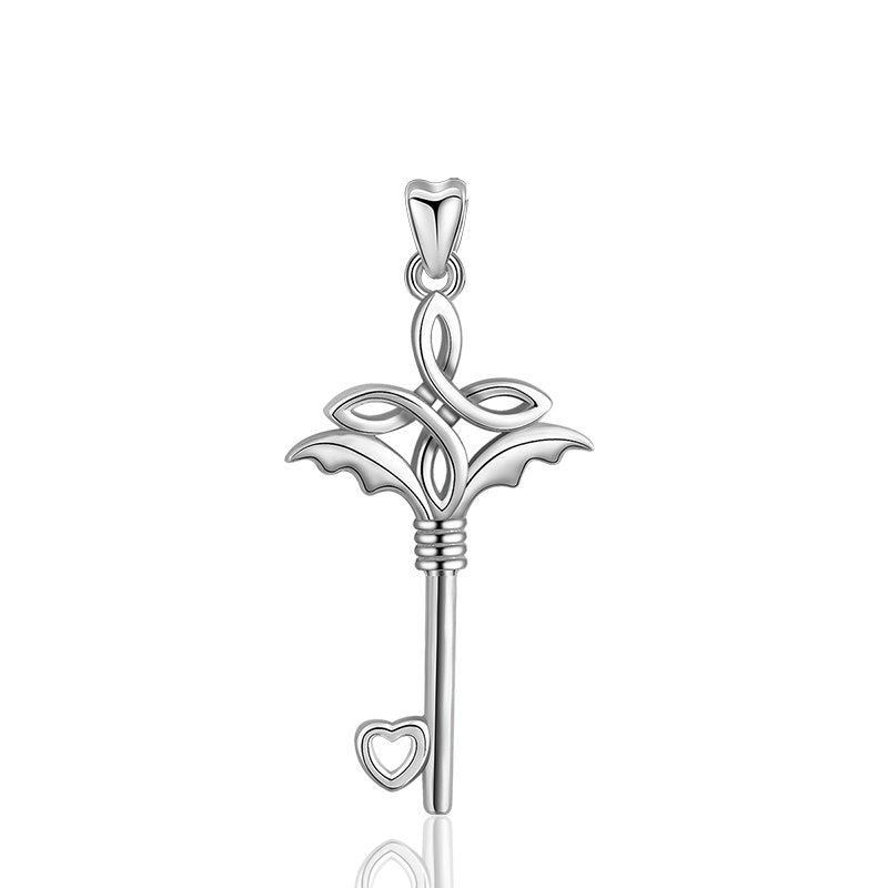 Real 100% 925 Sterling Silver Key of Heart Pendant Necklaces for Women Fashion Silver Jewelry High Quality CYD304