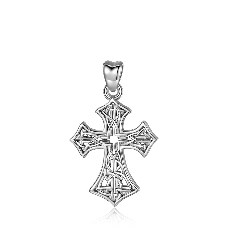 Real 925 Sterling Silver Celtics Cross Pendant Necklaces for Women Girls Luxury Sterling Silver Jewelry Gift CYD281