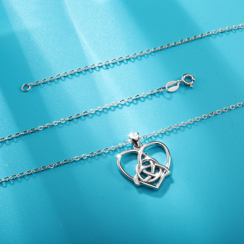 Real 925 Sterling Silver jewelry Celtics love knot Pendant Necklaces fashion Trinity knot Necklace for women CYD115