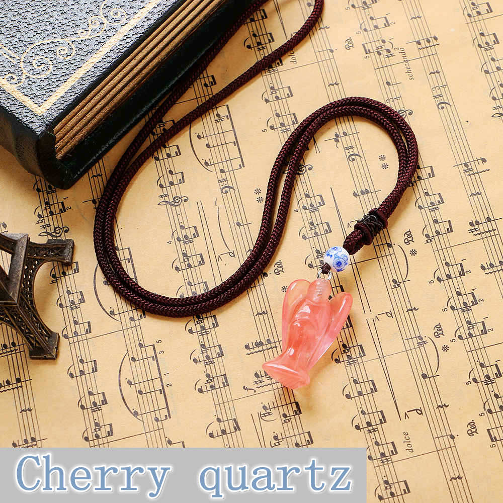 Angel Charm natural stone pendant gem long necklace for women Statement jewelry charm opal turquoise ladies gifts Body Jewelry