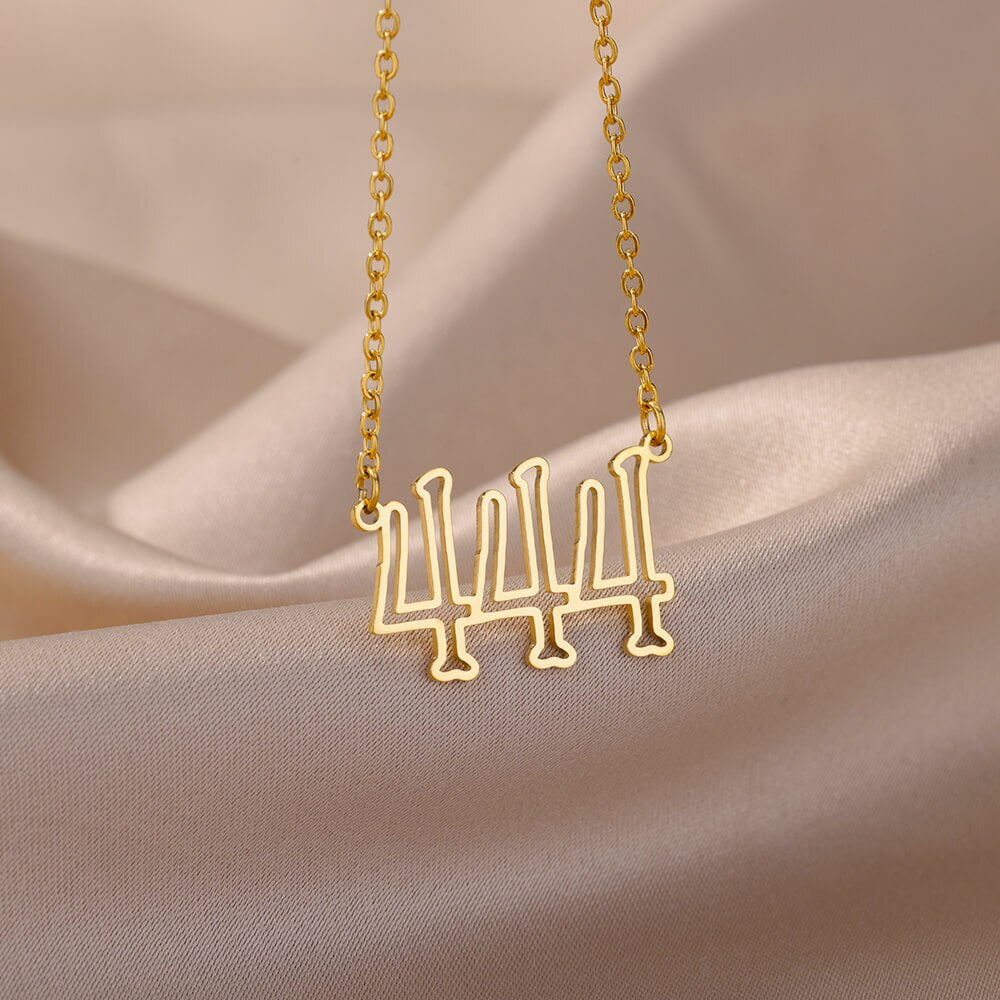 Angel Number 444 Pendant Necklace For Women Stainless Steel Clavicle Chains Necklaces Lucky Aesthetic Jewelry collares mujer BFF