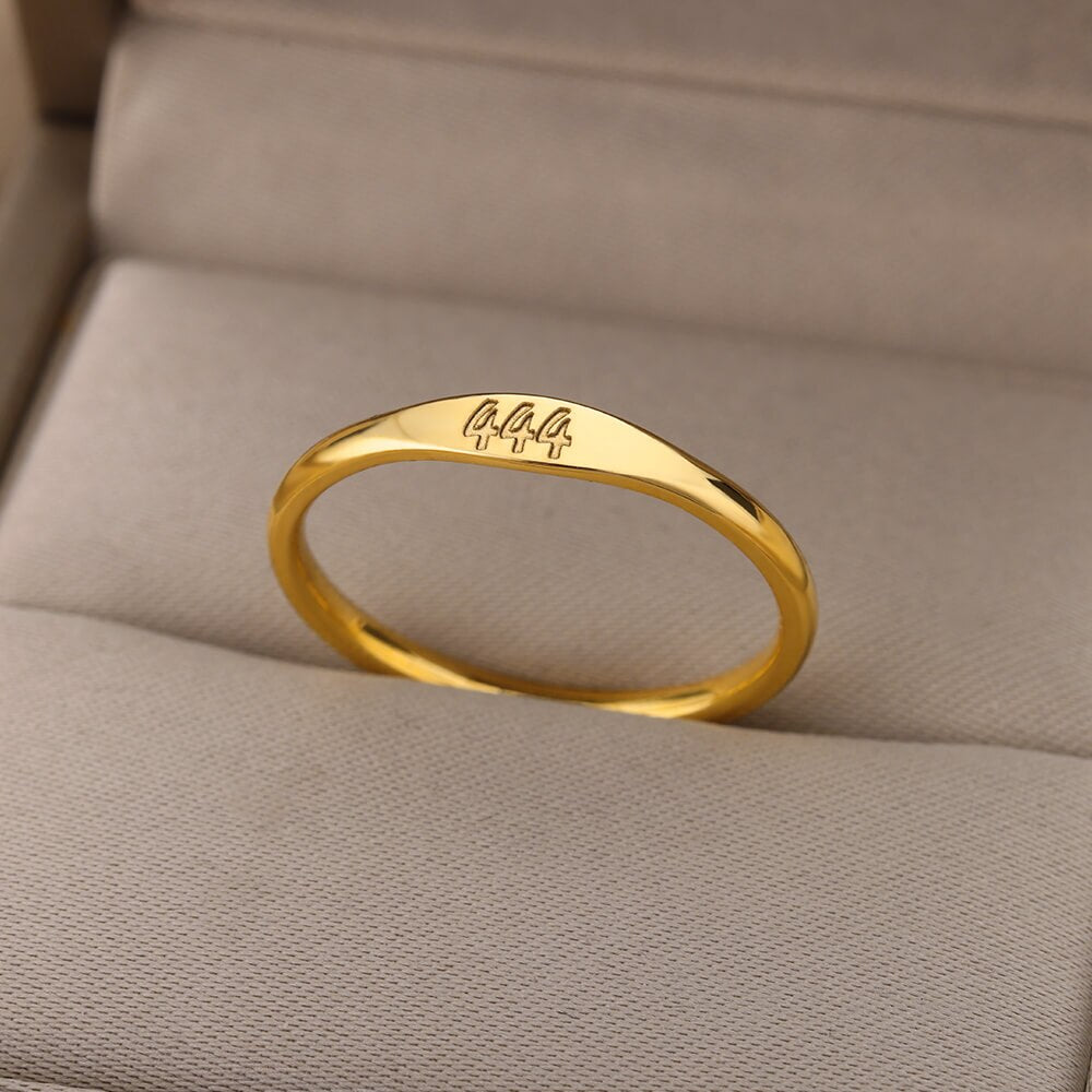 Angel Number Rings for Women Gold Color Stainless Steel Engraved Finger Ring 2023 Trend Aesthetic Wedding Jewerly anillos mujer
