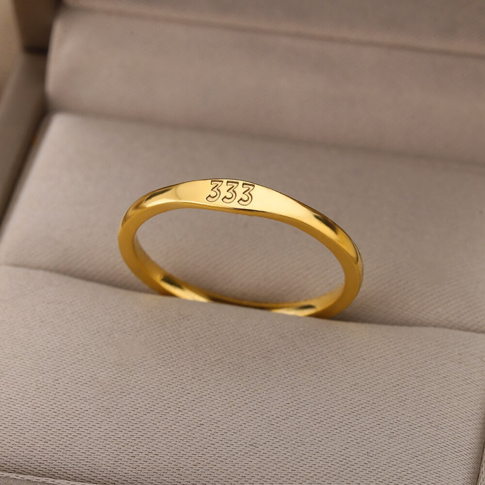 Angel Number Rings for Women Gold Color Stainless Steel Engraved Finger Ring 2023 Trend Aesthetic Wedding Jewerly anillos mujer