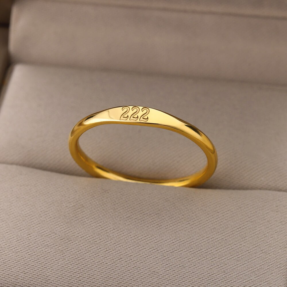 Angel Number Rings for Women Gold Color Stainless Steel Engraved Finger Ring 2023 Trend Aesthetic Wedding Jewerly anillos mujer