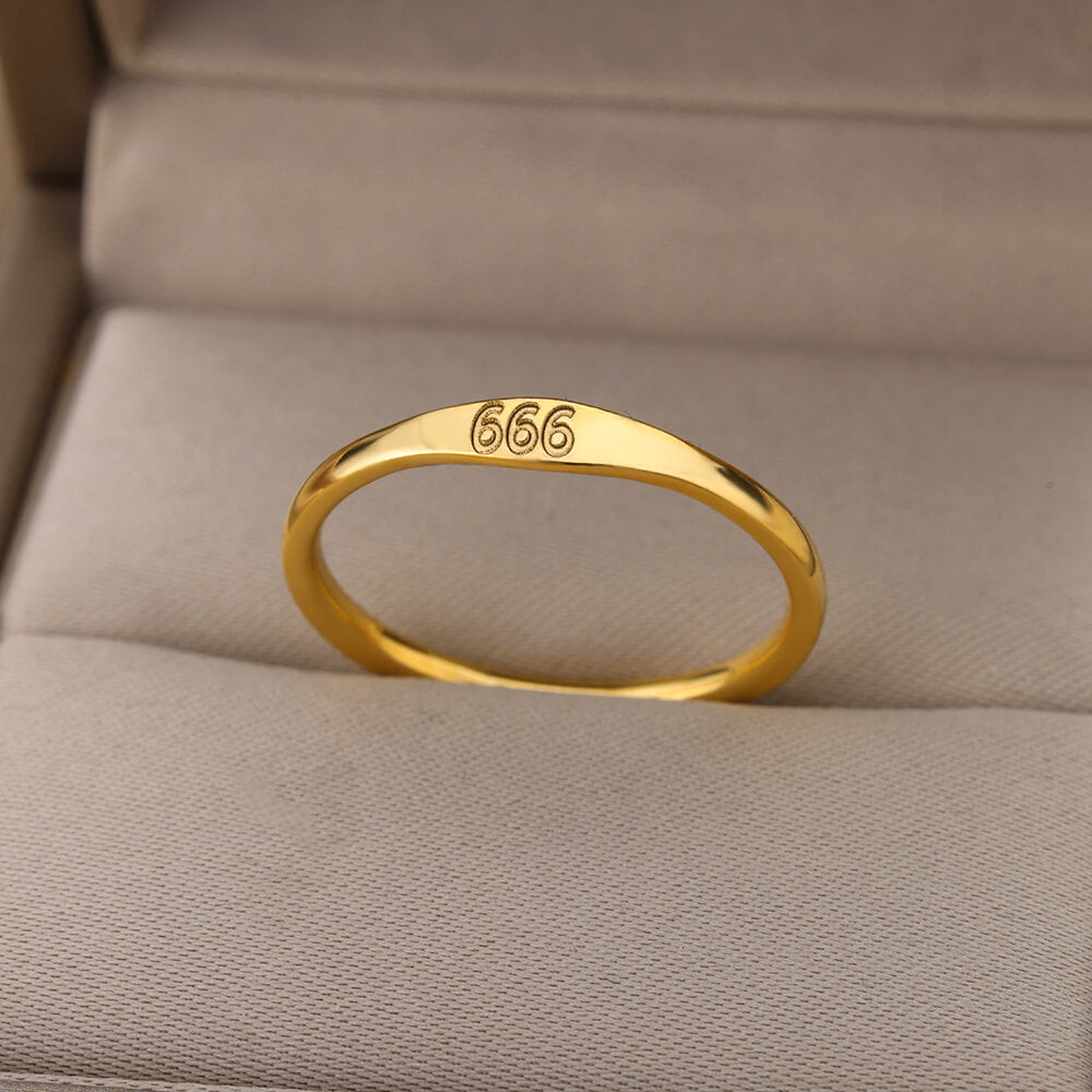 Angel Number Rings for Women Gold Color Stainless Steel Engraved Finger Ring 2023 Trend Aesthetic Wedding Jewerly anillos mujer