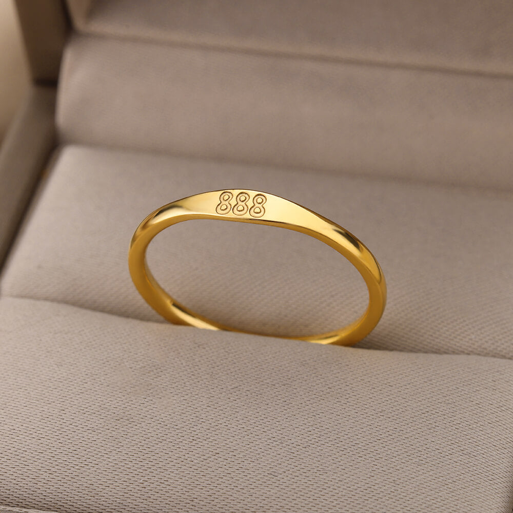 Angel Number Rings for Women Gold Color Stainless Steel Engraved Finger Ring 2023 Trend Aesthetic Wedding Jewerly anillos mujer
