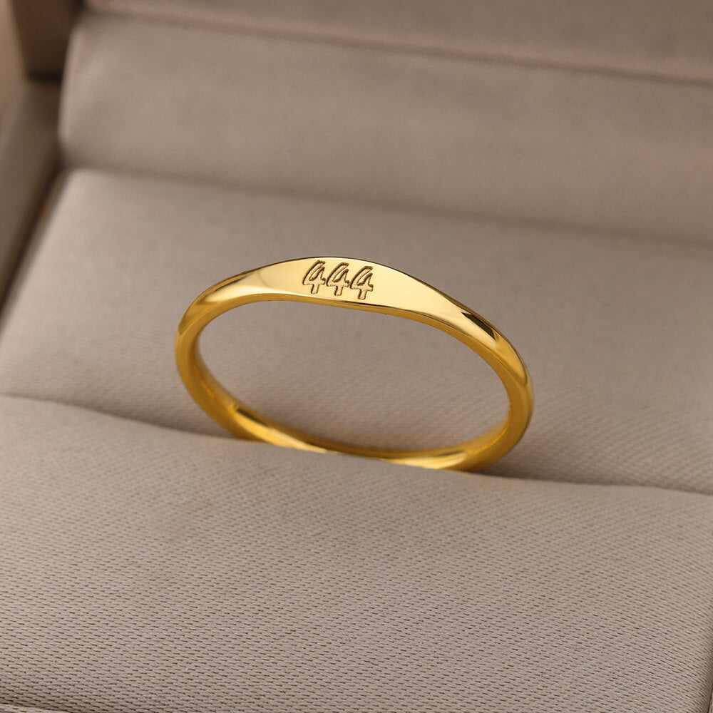 Angel Number Rings for Women Gold Color Stainless Steel Engraved Finger Ring 2023 Trend Aesthetic Wedding Jewerly anillos mujer