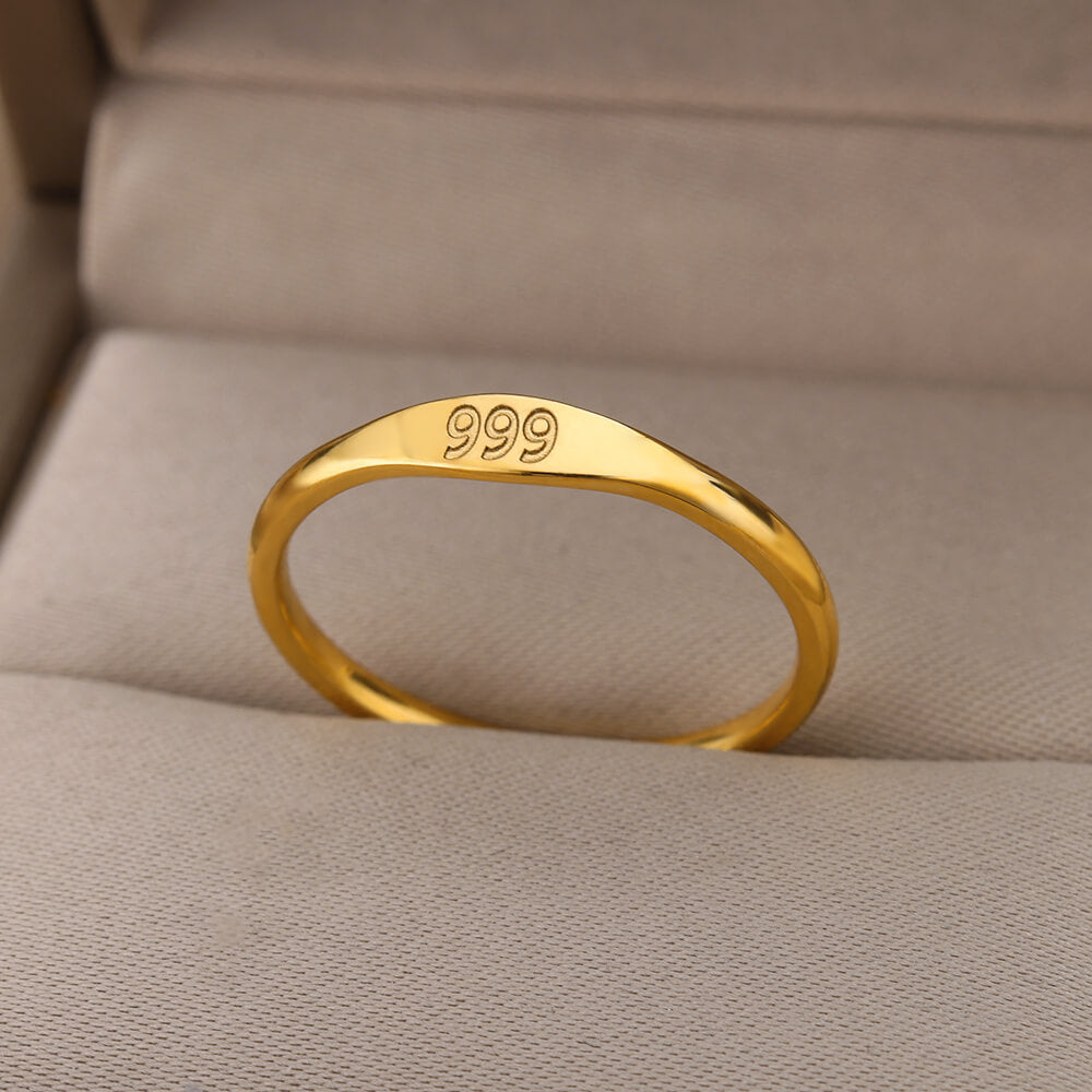 Angel Number Rings for Women Gold Color Stainless Steel Engraved Finger Ring 2023 Trend Aesthetic Wedding Jewerly anillos mujer