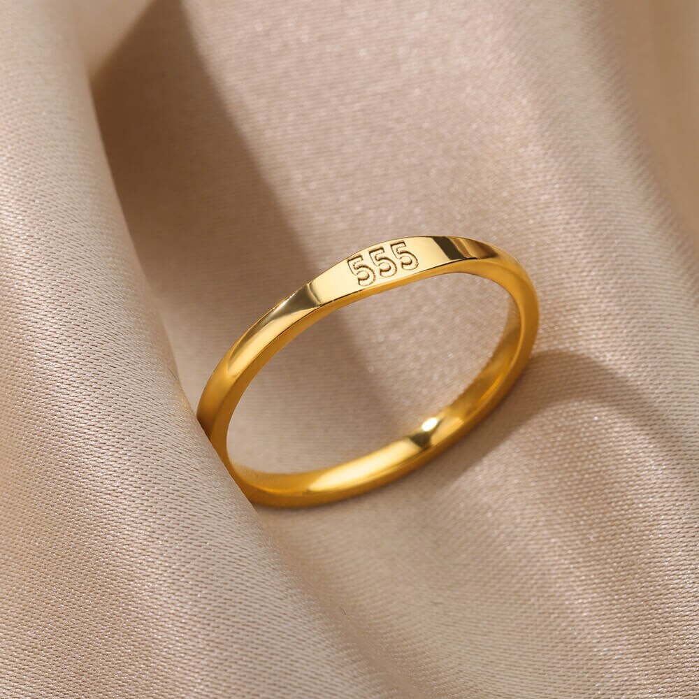 Angel Number Rings for Women Gold Color Stainless Steel Engraved Finger Ring 2023 Trend Aesthetic Wedding Jewerly anillos mujer