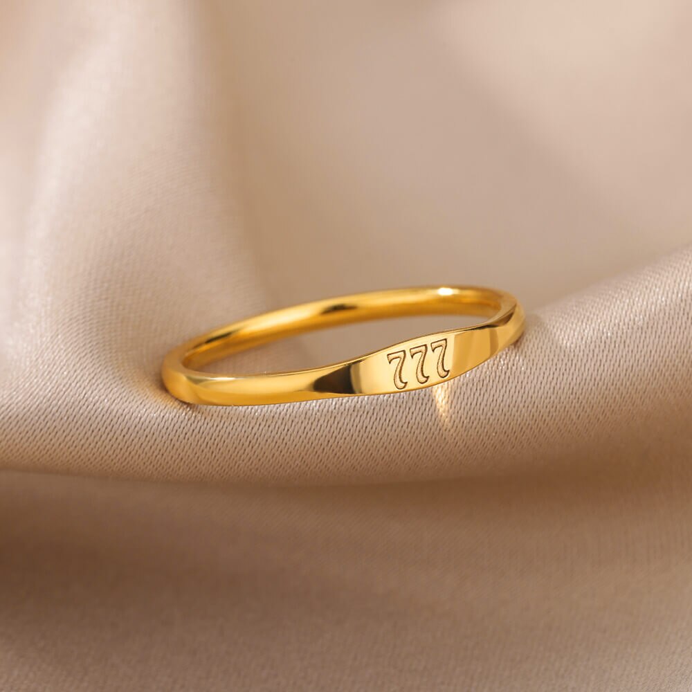 Angel Number Rings for Women Gold Color Stainless Steel Engraved Finger Ring 2023 Trend Aesthetic Wedding Jewerly anillos mujer