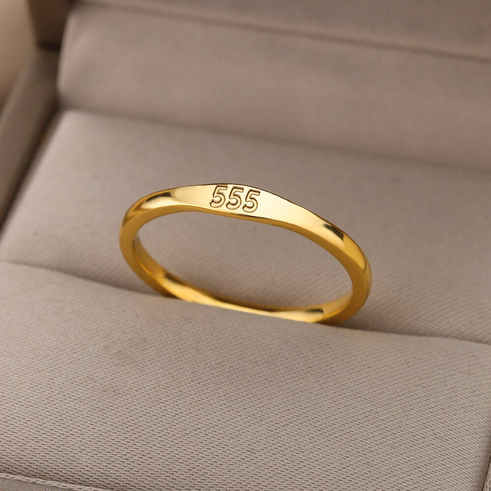Angel Number Rings for Women Gold Color Stainless Steel Engraved Finger Ring 2023 Trend Aesthetic Wedding Jewerly anillos mujer