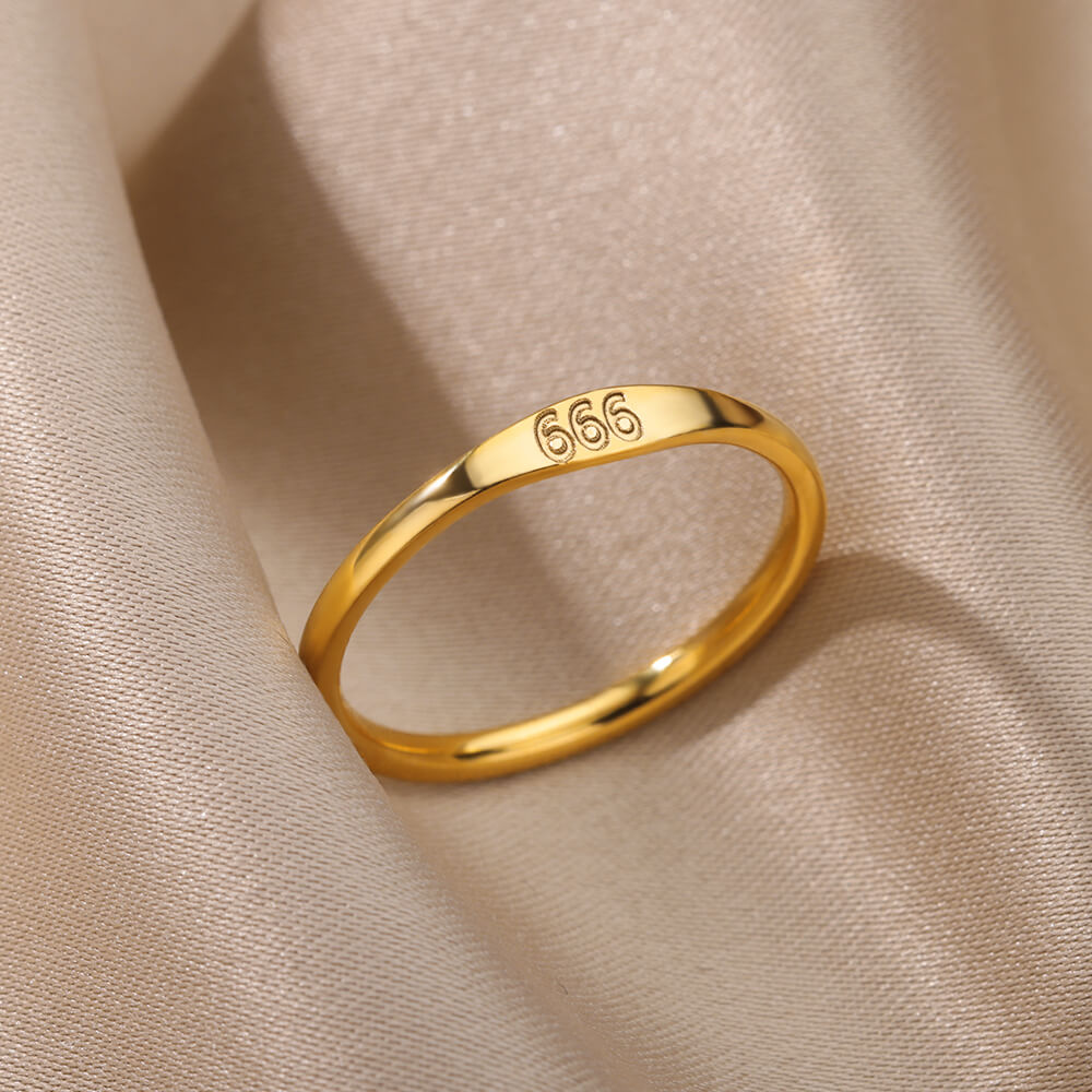 Angel Number Rings for Women Gold Color Stainless Steel Engraved Finger Ring 2023 Trend Aesthetic Wedding Jewerly anillos mujer