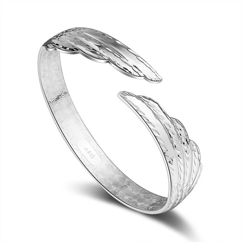 Angel Wing Lucky Adjustable Women Bracelet Cuff Silver Colour Bangles Woman Jewelry Accessories 2022 Christmas