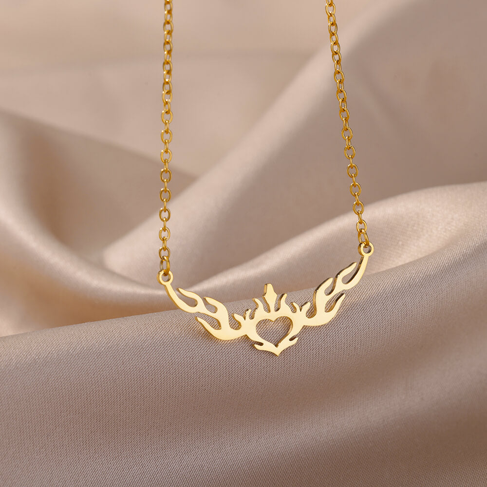 Angel Wing Pendant Necklace for Women Stainless Steel Gold Color Necklaces 2023 Trend Couple Wedding Jewelry collares mujer